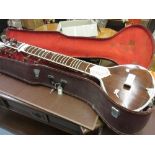 Large cased 20th Century Indian sitar