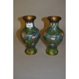 Pair of 20th Century cloisonne baluster form vases
