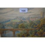 Fred Maker, watercolour, Richmond from the river, housed in a single frame together with a pencil