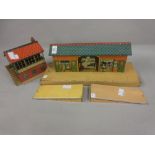 Two Hornby tin plate railway platform buildings