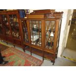 Good quality Edwardian mahogany satinwood crossbanded and marquetry inlaid display cabinet, the
