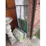 Antique wrought iron and stone garden lawn roller (at fault)