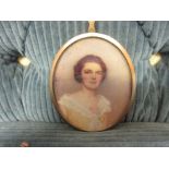 Ida Laidman, early 20th Century oval watercolour miniature on ivory, head and shoulder portrait of