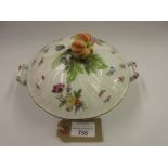 19th Century German porcelain floral painted circular tureen and cover