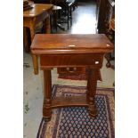 Small mahogany and inlaid fold-over card table on fluted turned supports (alterations) together with