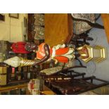 Pair of 20th Century Blackamoor figural lamps with etched flame shades, on cream painted and