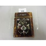 19th Century tortoiseshell mother of pearl inlaid visiting card case