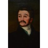 19th Century oil on canvas, half length portrait of a gentleman with moustache, 29ins x 24ins,