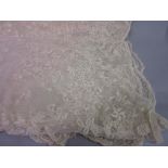 Lace work mantilla and a quantity of various table linen etc