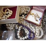 Quantity of simulated pearl necklaces and other costume jewellery