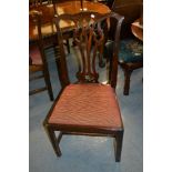 Set of six (four plus two) 19th Century mahogany dining chairs in Chippendale style, with pierced