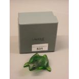 Small modern Lalique green glass figure of a frog, etched signature Lalique France Excellent