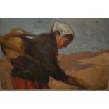 Attributed to Ruth Manson (circle of Gwen John), oil on board, study of a fisherwoman or