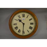 19th / 20th Century oak cased dial clock, the 13in painted dial with Roman numerals and single train
