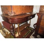 19th Century rosewood library table on faceted turned column supports and swept carved legs (at