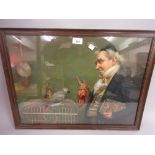 Framed Pears advertising print of a man with parrot