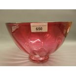 Mid to late 20th Century Whitefriars cranberry glass bowl, 11ins diameter A few surface scratches