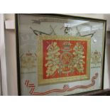 Framed silkwork picture, arms of the Queen's Royal Lancers Dimensions including frame is 60 x