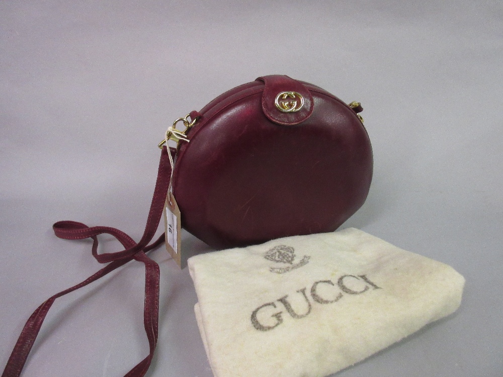 Gucci, burgundy leather ladies shoulder bag with dust cover