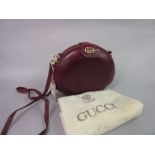 Gucci, burgundy leather ladies shoulder bag with dust cover