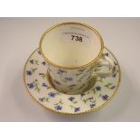 18th Century Sevres cabinet cup and saucer painted with blue flowers, signed with blue mark to base