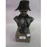 Small dark patinated bronze bust of Napoleon, signed R. Bernard on a marble plinth, 9.5ins high