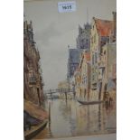 D. Warry, watercolour, view of Dordrecht, 14ins x 10ins, gilt framed