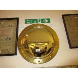 Two 20th Century brass framed port hole convex mirrors