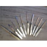 Group of ten various mainly 19th Century silver and mother of pearl handled fruit knives
