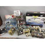 Group of various boxed diecast models of aircraft, tanks etc. and a Corgi scale model of a Vickers