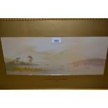 E. Lewis, pair of watercolours, Scottish loch scenes, signed, 7ins x 17.5ins, gilt framed
