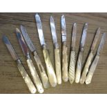 Group of ten various mainly 19th Century silver and mother of pearl handled fruit knives