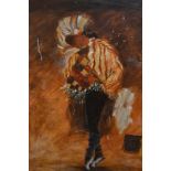 Artist signed Limited Edition colour print, a dancer, 33ins x 24ins, gilt framed, together with a