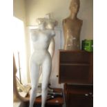 Group of five various 20th Century male and female mannequins, female torso mannequin and another