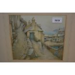 Ernest F. Hill, watercolour, ' Lip Along and Down Along ', a West Country harbour scene,, signed,