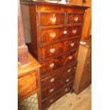 Small early 20th Century mahogany tallboy in George III style, the moulded cornice above two short