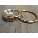 Victorian 9ct gold bangle set rubies and diamonds together with another 9ct gold bangle 18g in