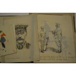 Sketch book containing a large quantity of pen and ink World War I related sketches together with