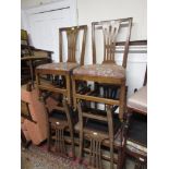 Set of six George III provincial mahogany dining chairs with pierced splat backs, drop-in seats