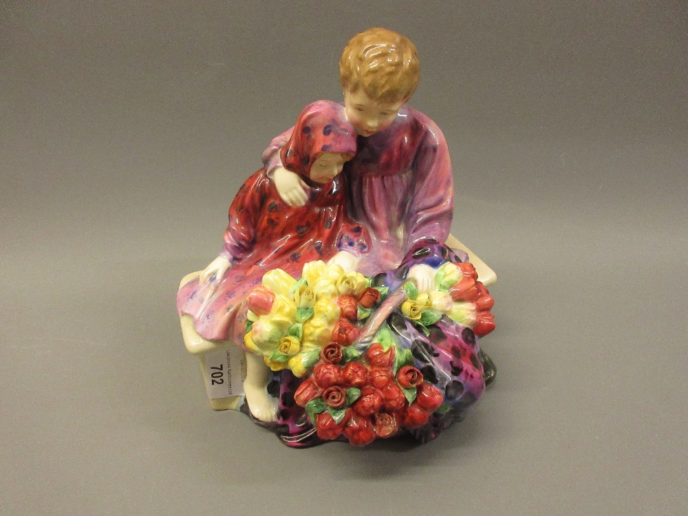 Royal Doulton figure, flower seller's children, HN1542 (chip to roses)