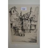 J.S.C. Simpson, artist signed etching, John Knox House, Edinburgh, 12ins x 8ins, framed