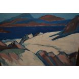 Late 20th Century Scottish School oil on canvas, view across a rocky coastal landscape, probably,