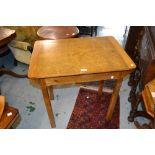 20th Century oak rectangular side table on square wrythen carved supports, 30ins x 21ins x 30ins