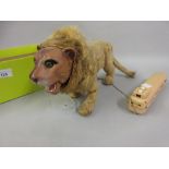 1950's / 60's Japanese tin plate plush covered battery operated figure of a lion