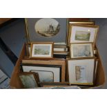 Box containing a large collection of various 19th Century Baxter and Le Blond coloured prints, all