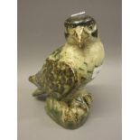 Royal Copenhagen stoneware glazed figure of a peregrine falcon by Knud Lyhn, No. 21407