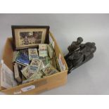 Mid 20th Century autograph album, quantity of various cigarette packets, together with a spelter