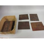 Collection of twenty three copper printing plates, mainly of the docks, cranes unloading wood,