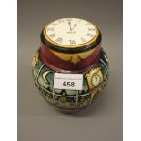 Moorcroft Hickory Dickory Dock pattern ginger jar with cover, Limited Edition No. 19 of 250,