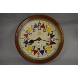 Mahogany R.A.F. style sector clock, the later painted dial with coloured segments and twenty four